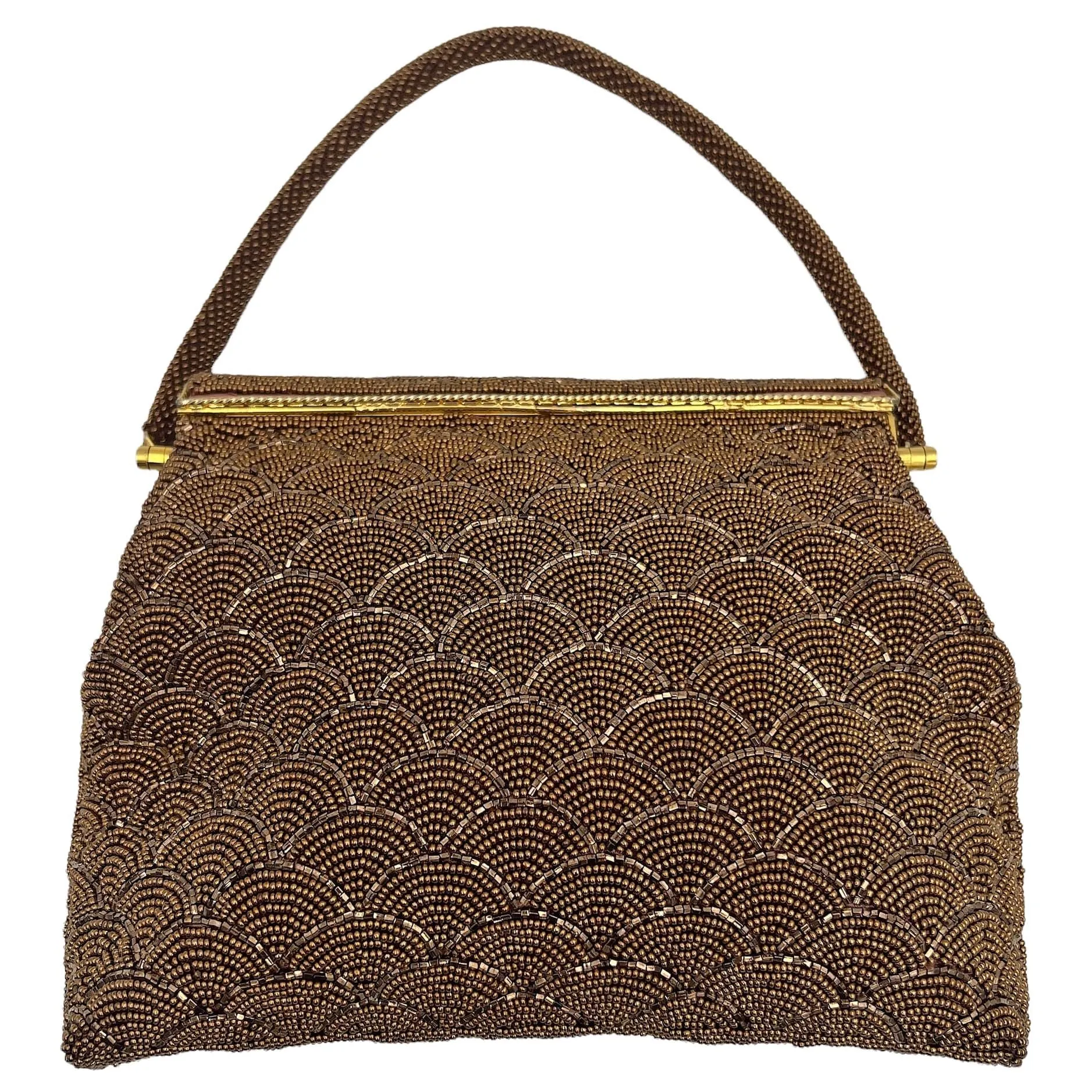 HANDBAG Vintage Beaded Handle Bag - Copper