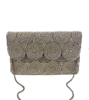 Hematite Circle Beaded Clutch