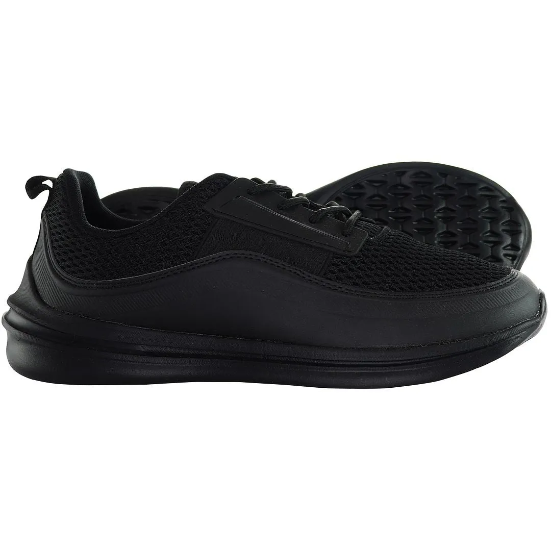 Henleys Silva Mens Black Running Trainers