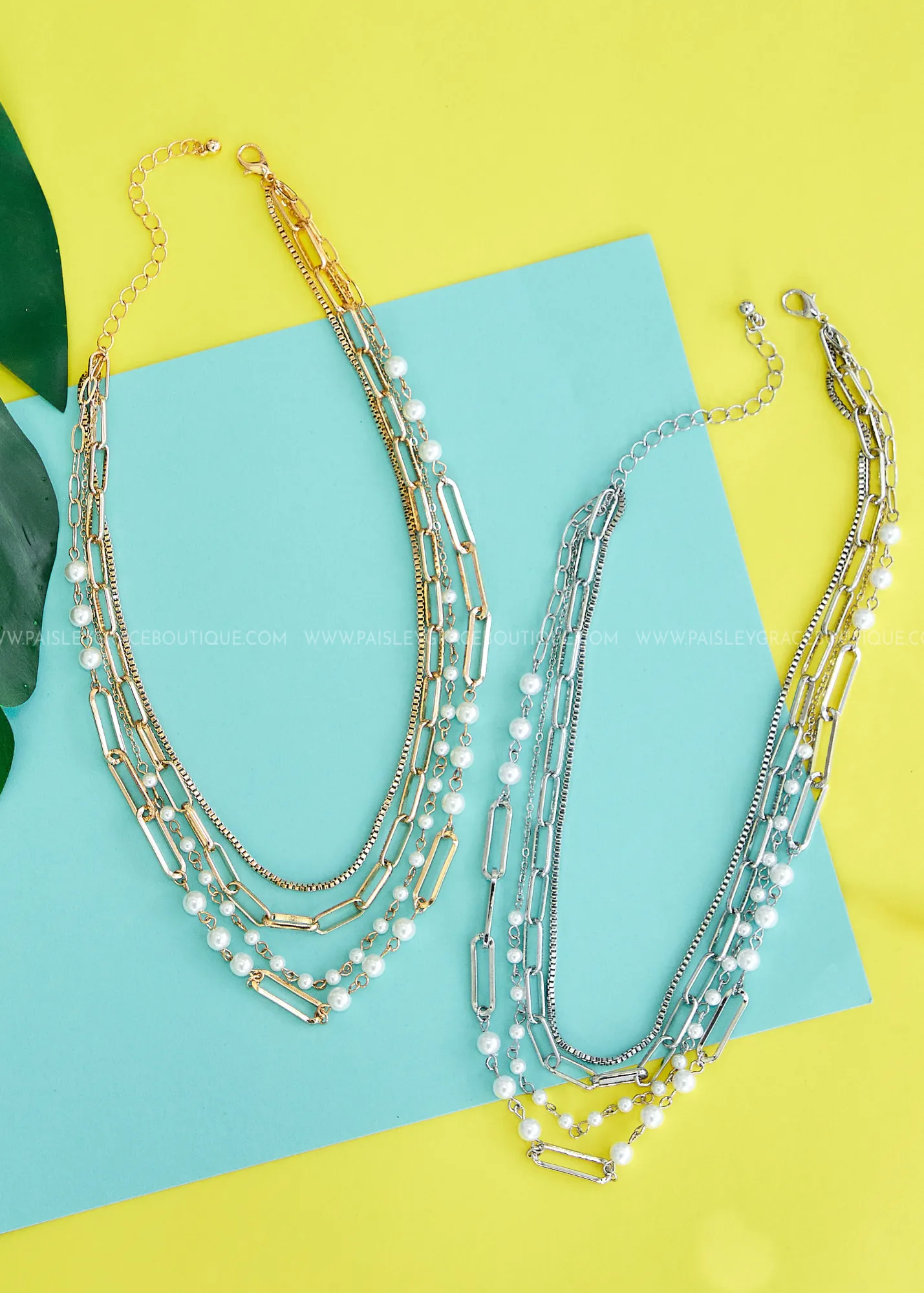 Jazmin Pearl & Chain Layered Necklace - 2 Colors