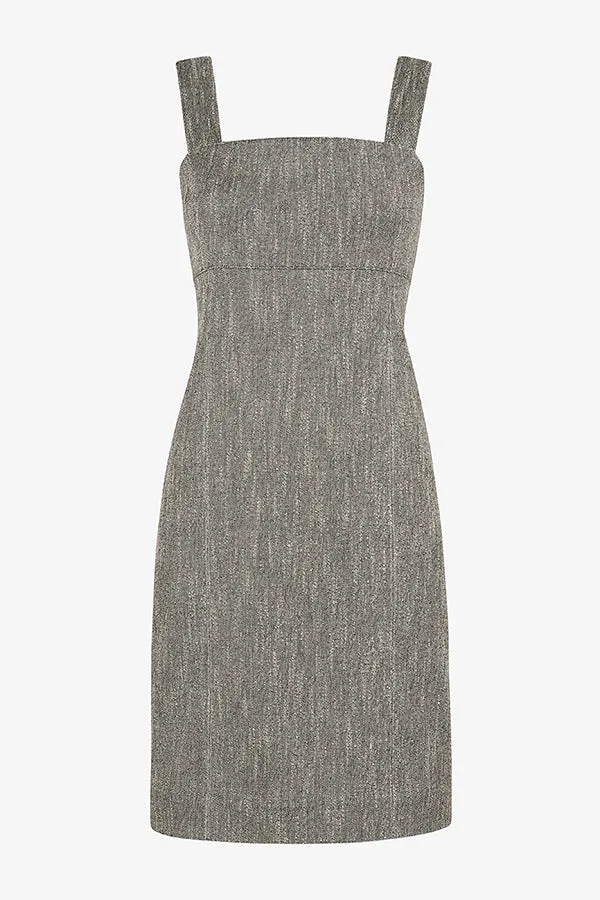 Jennifer Dress - Cotton Tweed :: Black/Ivory