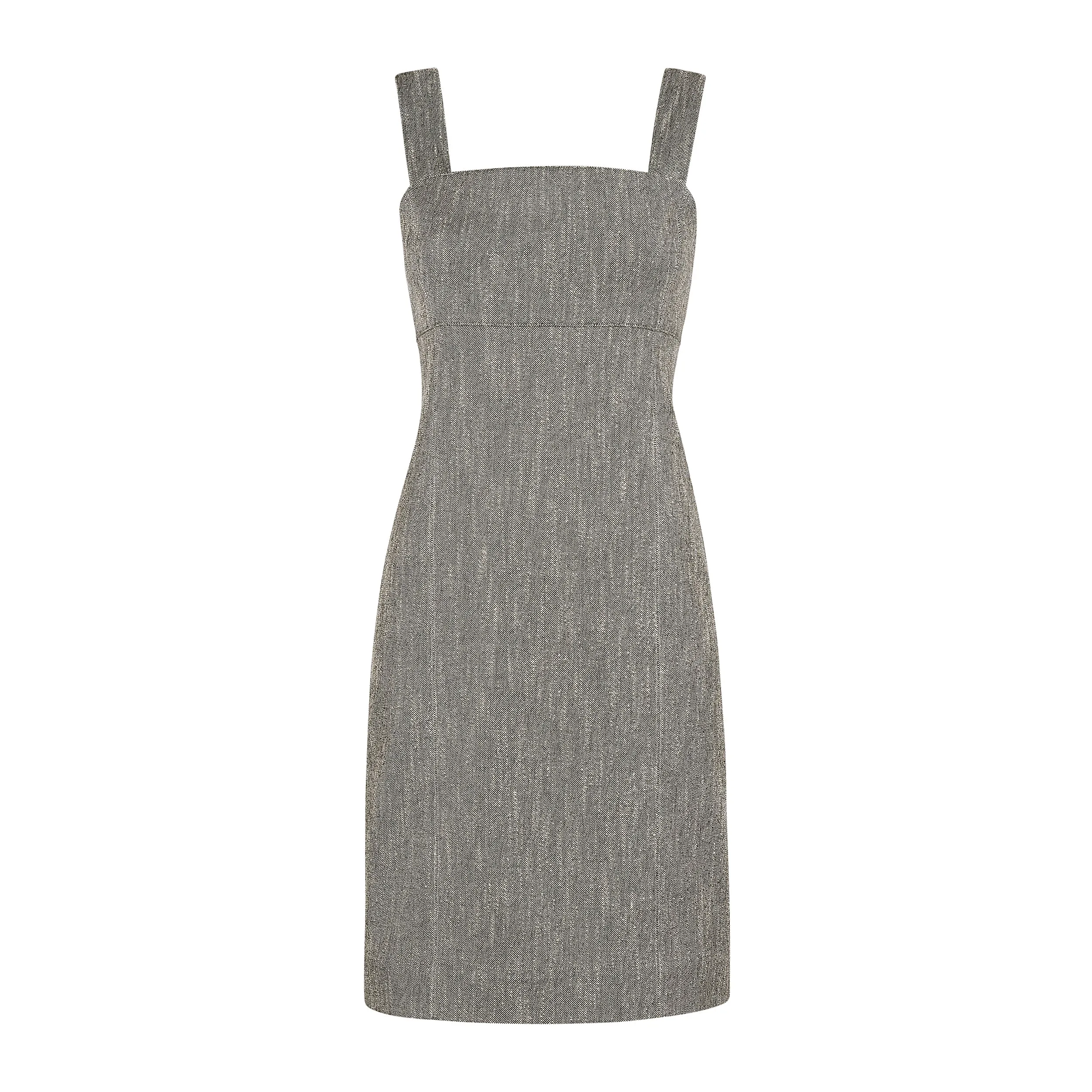 Jennifer Dress - Cotton Tweed :: Black/Ivory