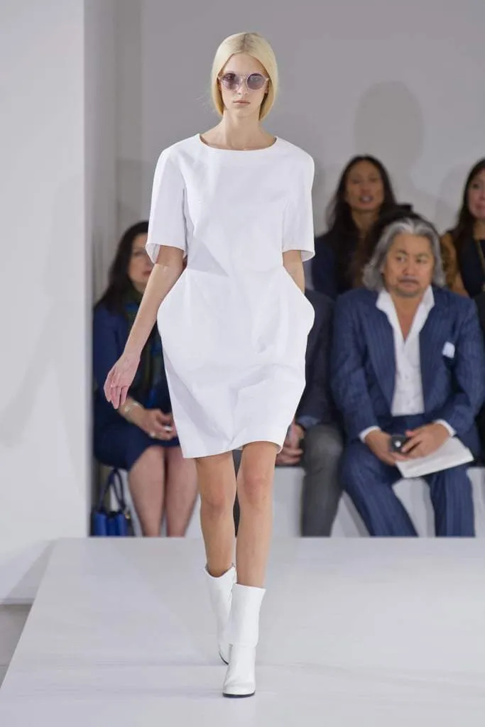 JIL SANDER S/S 2013 White Cotton Blend Sculptured Kimono Dress (DE 38)