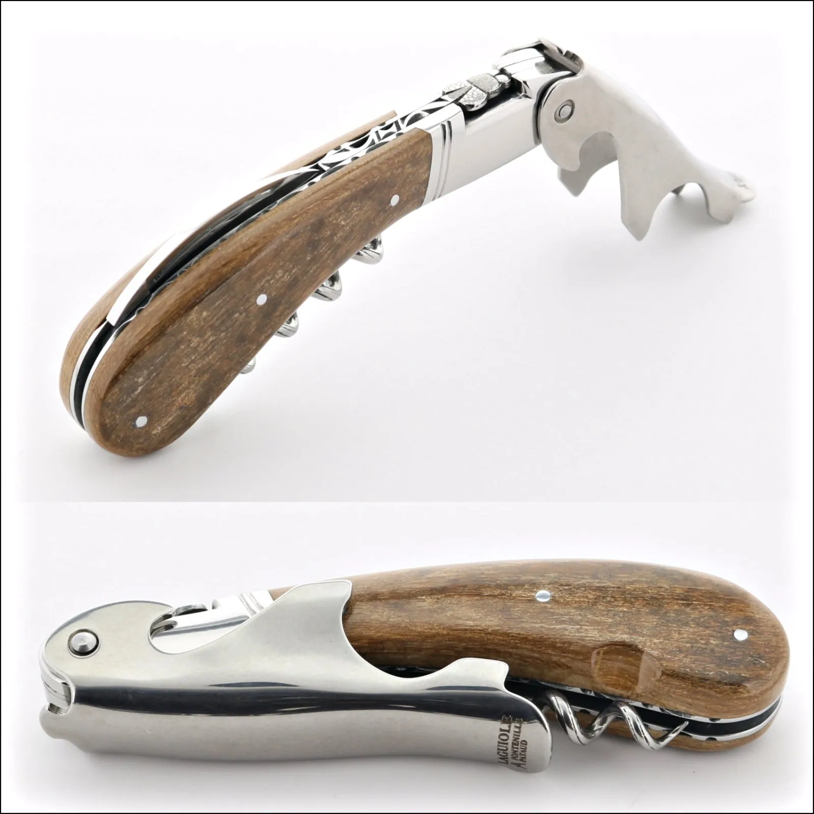 Laguiole Magnum Guilloche Fossilized Mammoth Ivory Corkscrew - G2