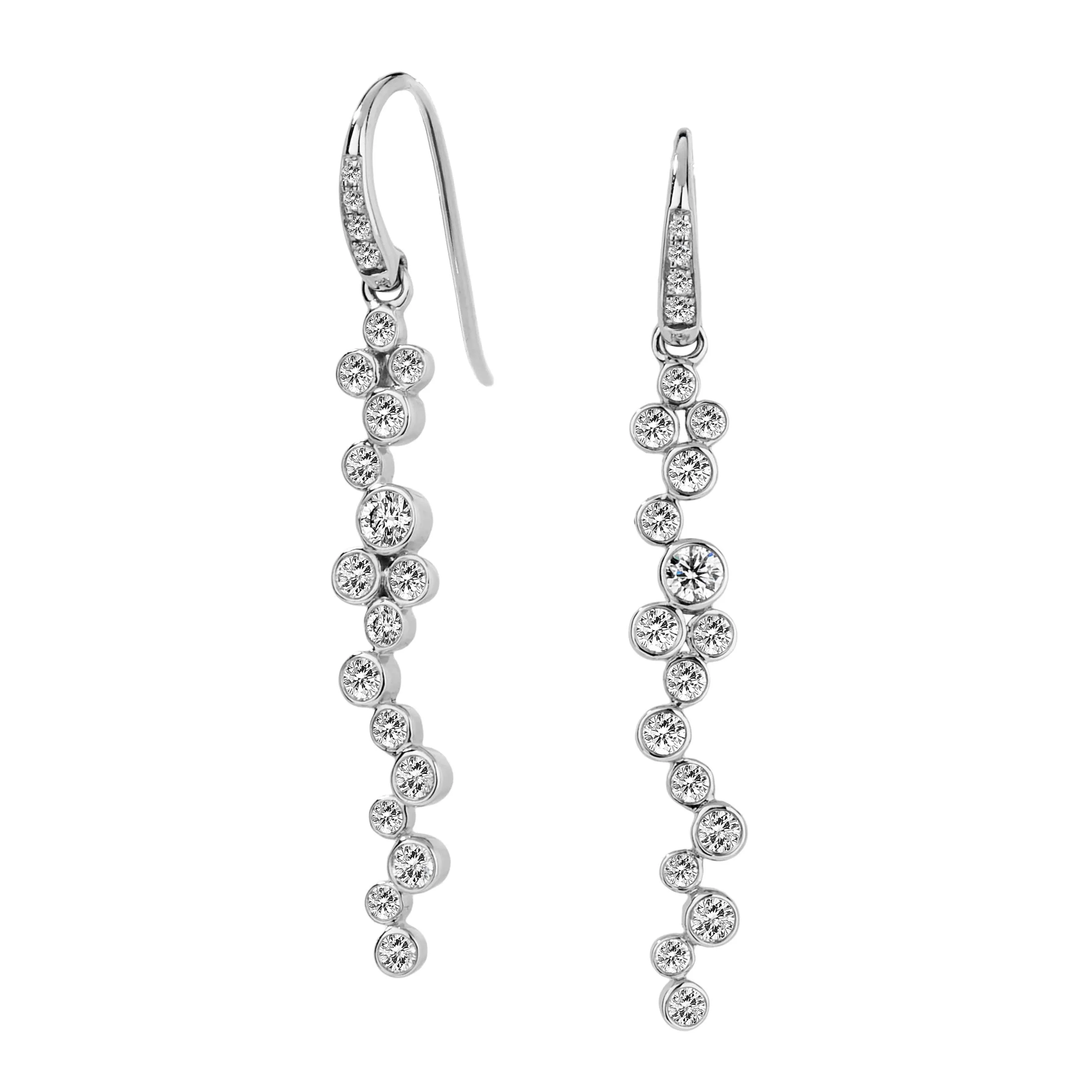 Long Cosmic Diamond Cluster Earrings