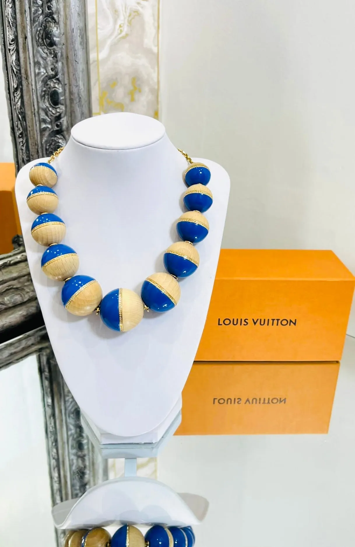 Louis Vuitton Crystal, Wood & Resin Beaded Necklace