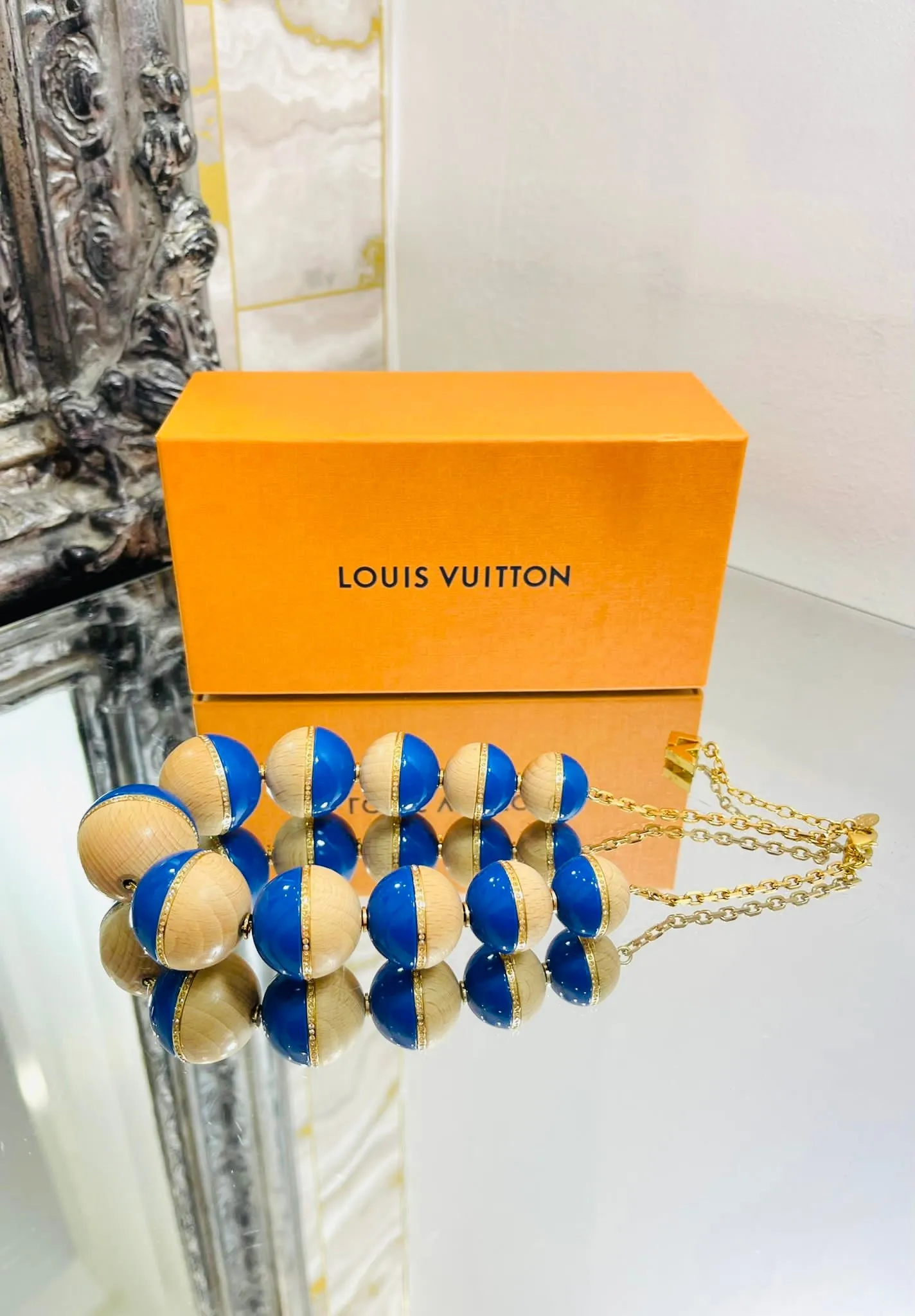 Louis Vuitton Crystal, Wood & Resin Beaded Necklace