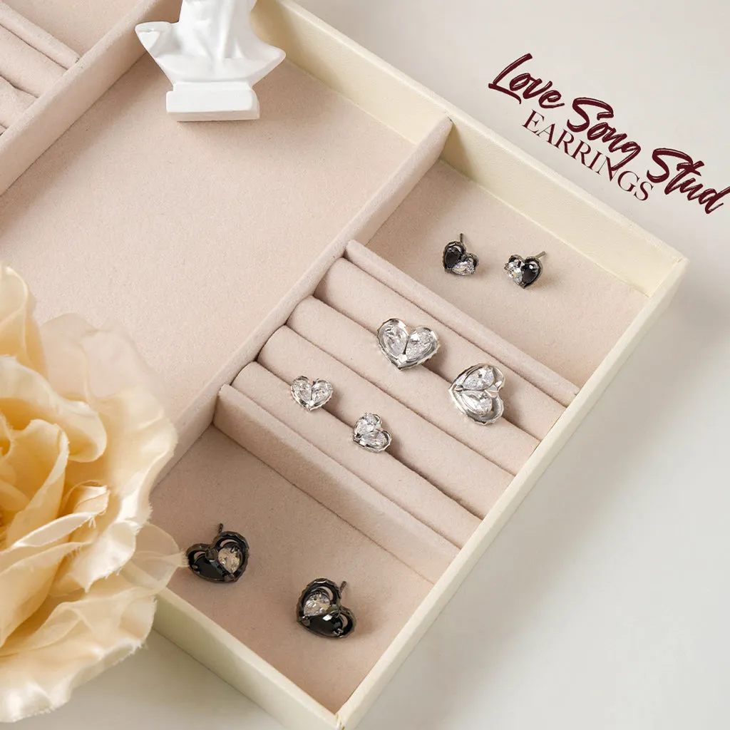 Love Song Stud Earrings [Black gems]