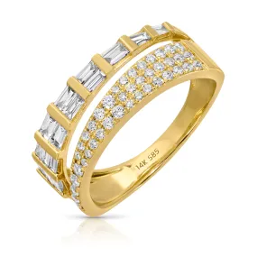 Luxe Diamond Split Baguette/Rounds Ring