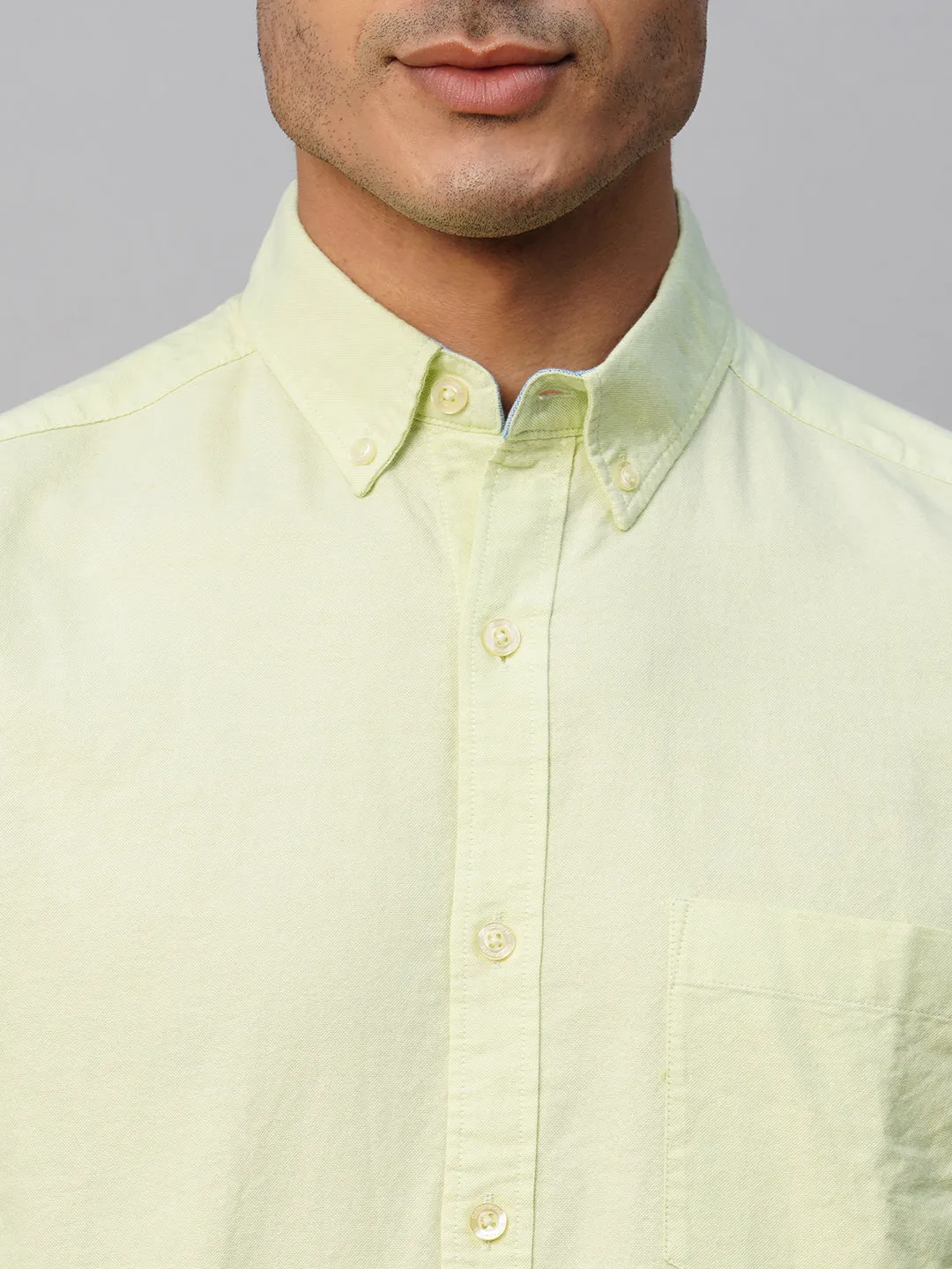 Men's Green Cotton Regular Fit Shirt