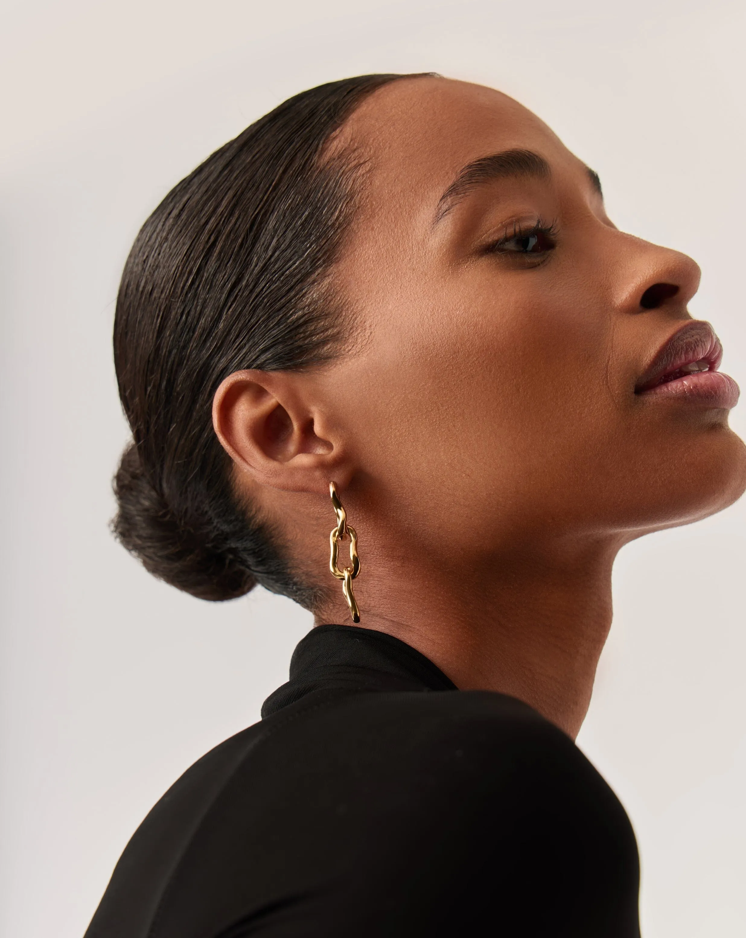 Molten Ovate Triple Drop Earrings | 18ct Recycled Gold Plating on Brass