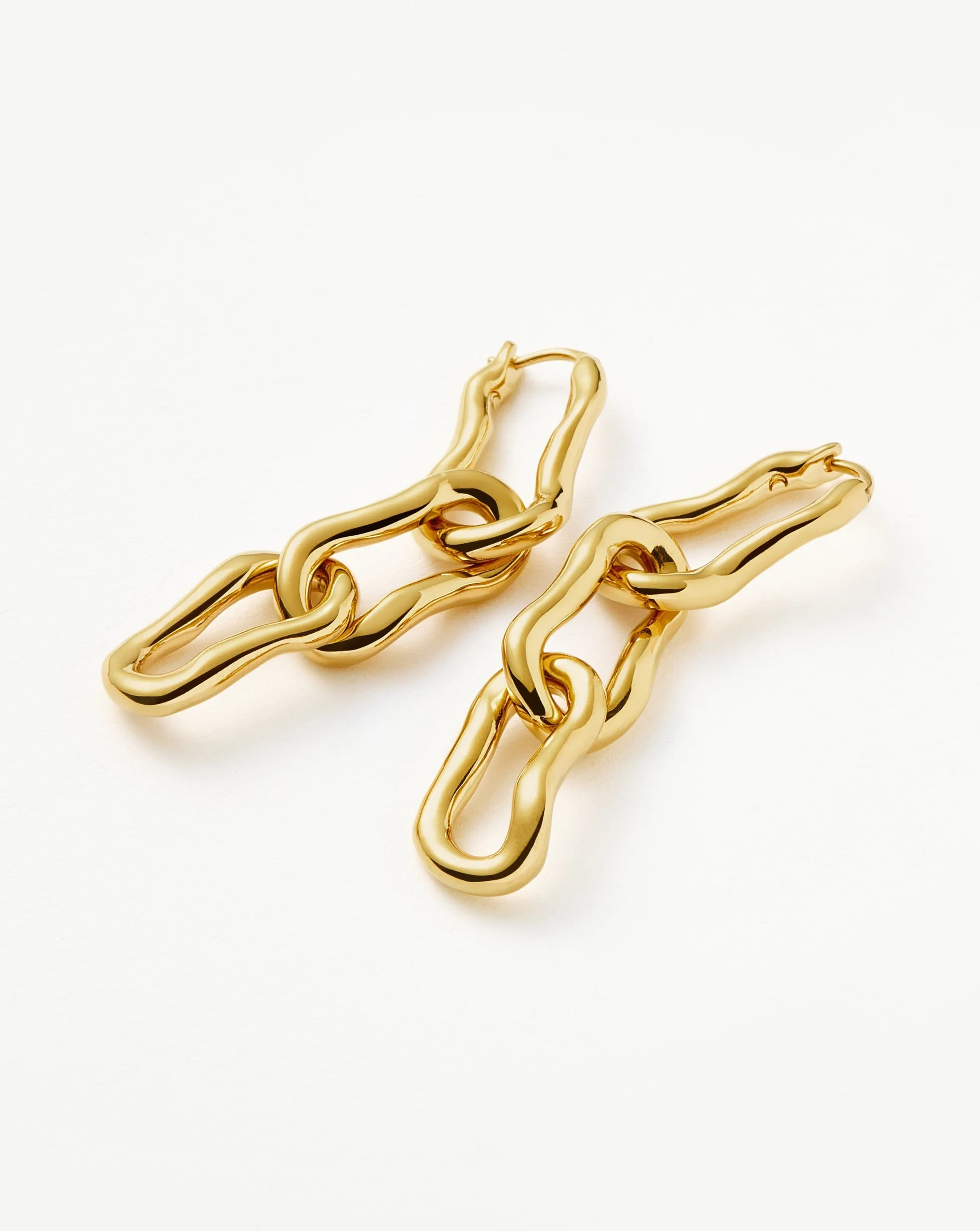 Molten Ovate Triple Drop Earrings | 18ct Recycled Gold Plating on Brass