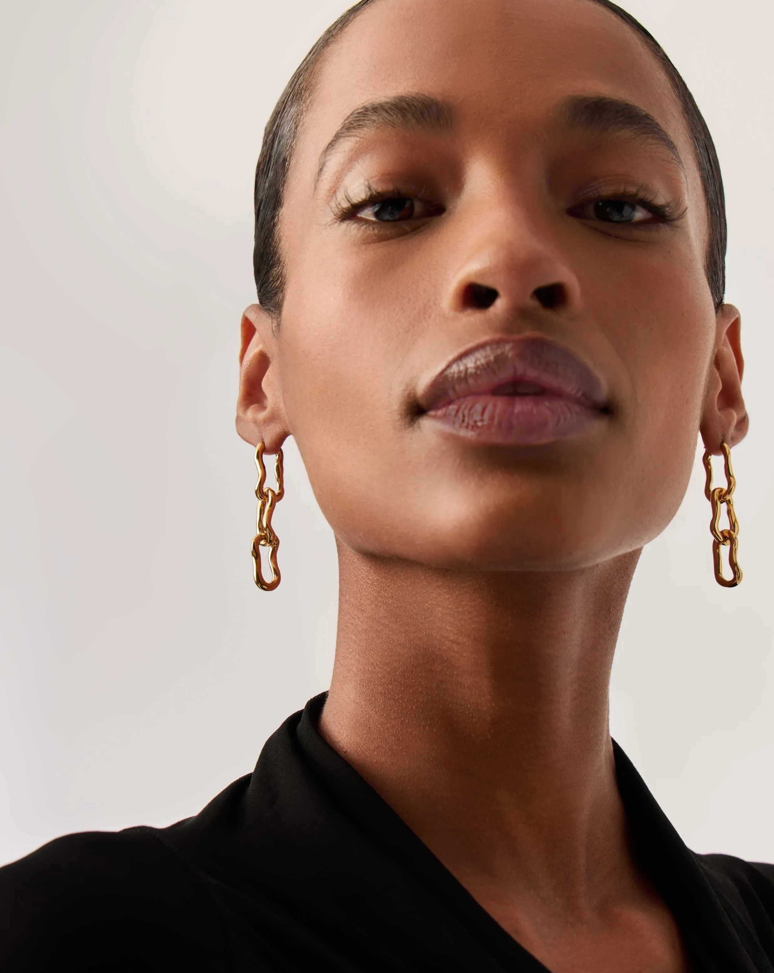 Molten Ovate Triple Drop Earrings | 18ct Recycled Gold Plating on Brass