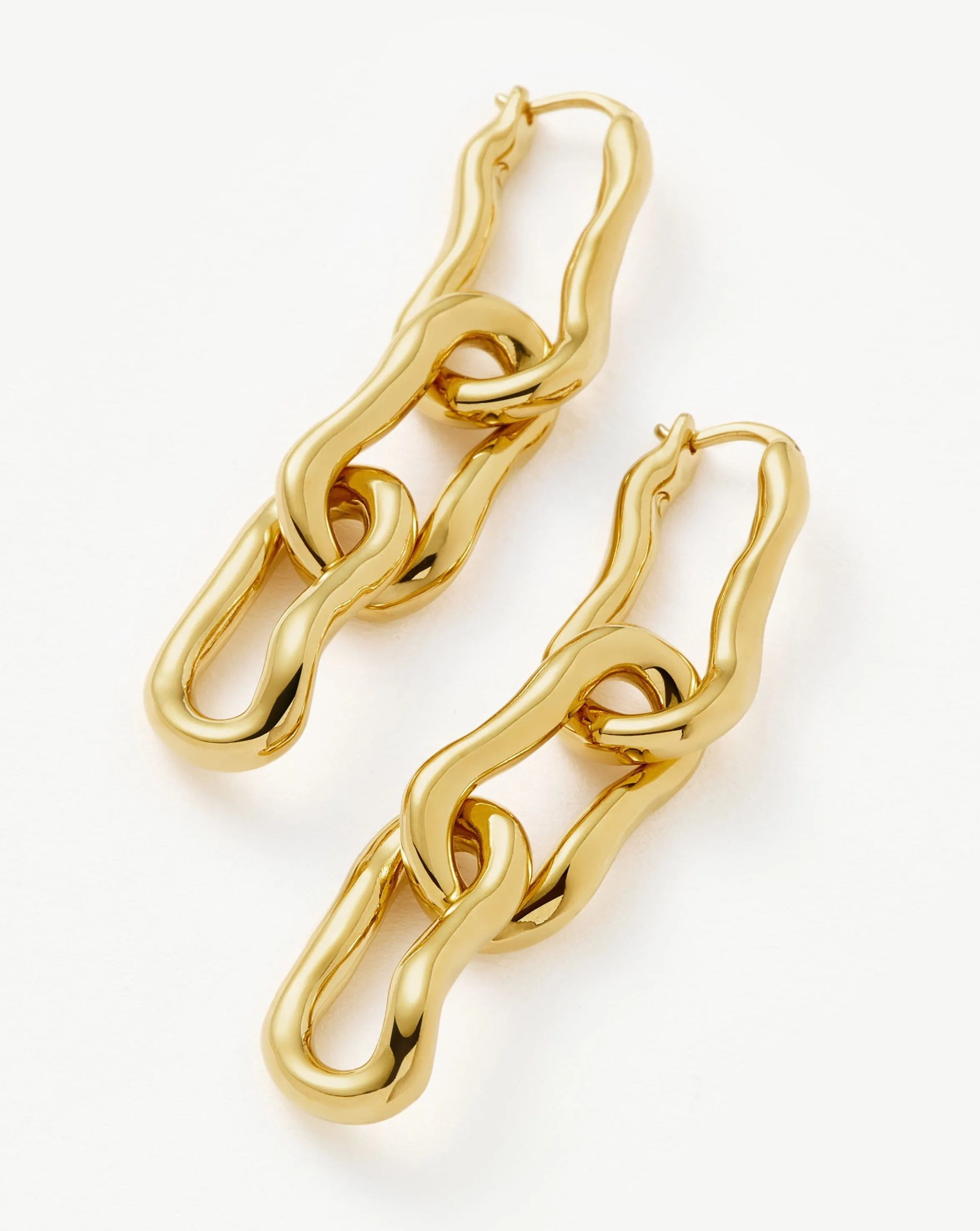 Molten Ovate Triple Drop Earrings | 18ct Recycled Gold Plating on Brass