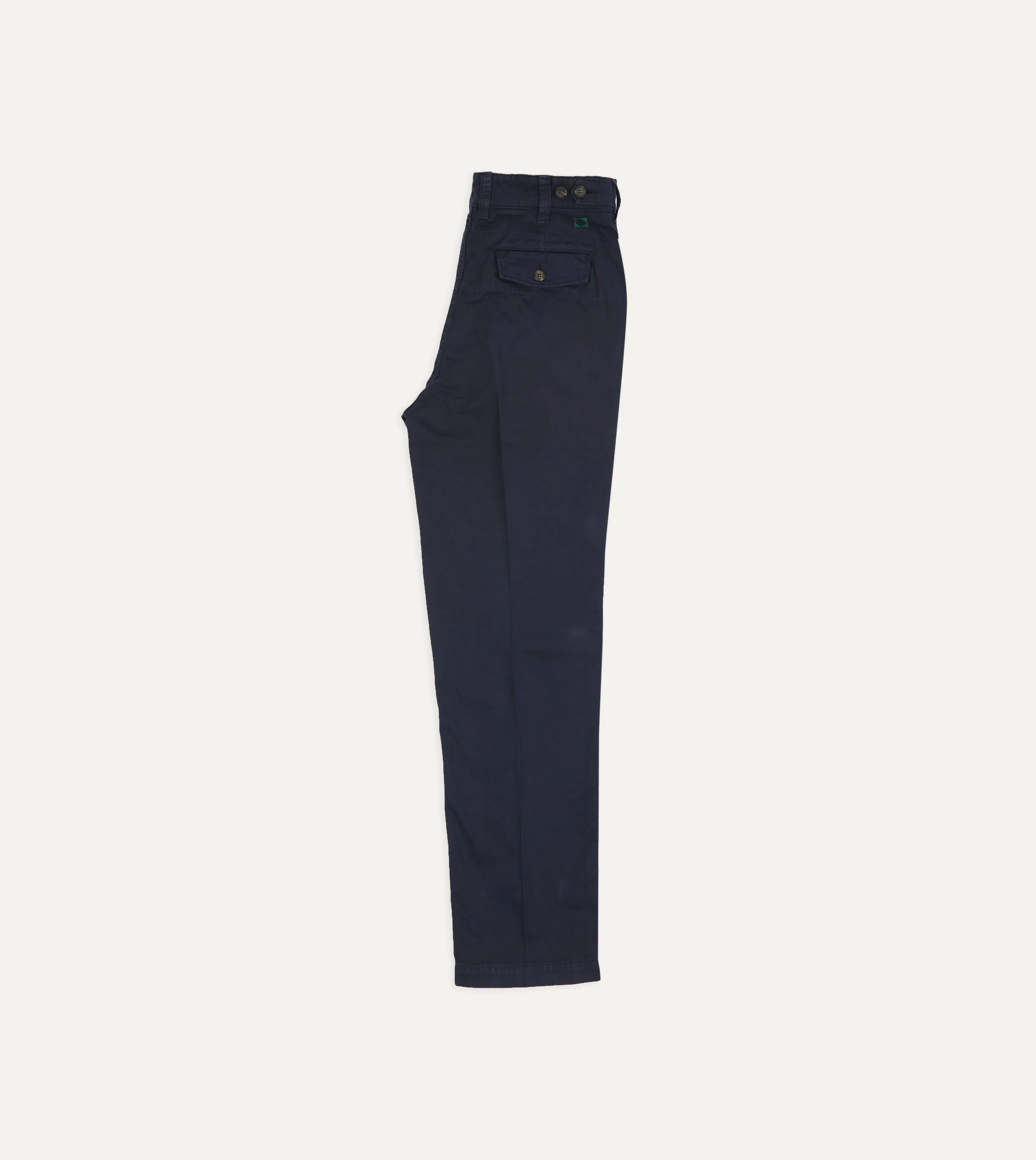 Navy Cotton Flat Front Chino