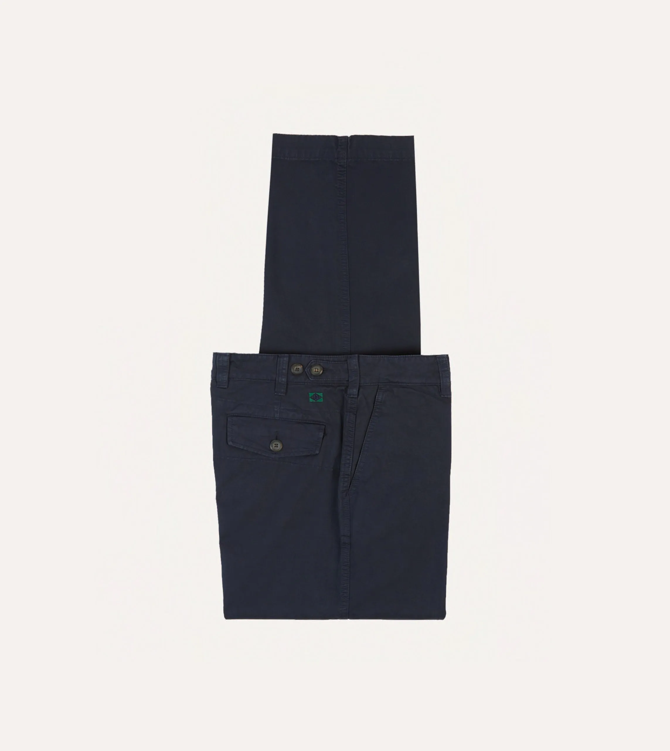 Navy Cotton Flat Front Chino