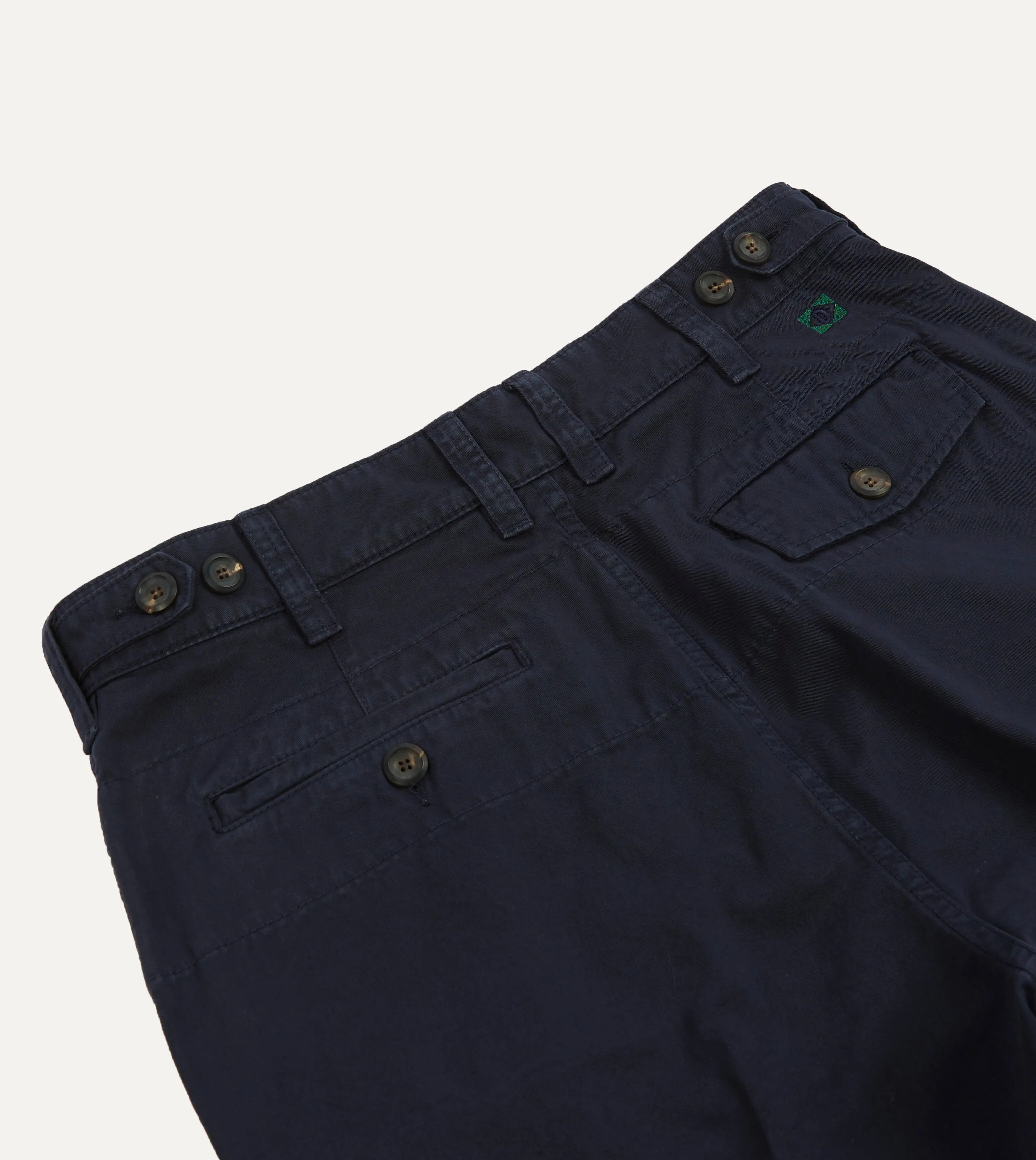 Navy Cotton Flat Front Chino