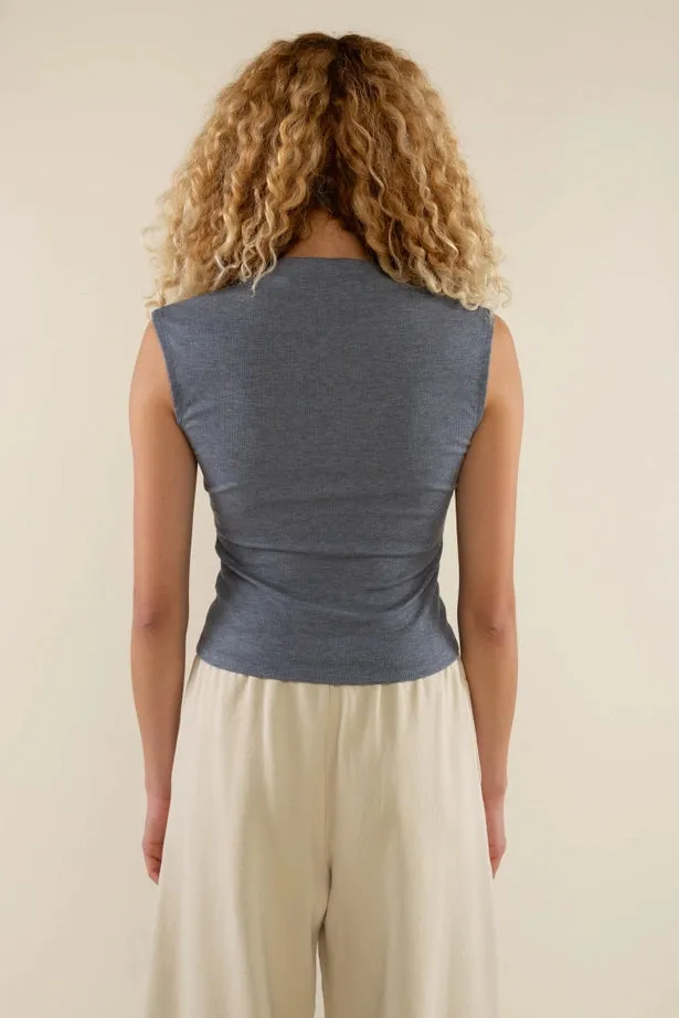 NLT - Andie Mock Neck Tank | Denim Blue