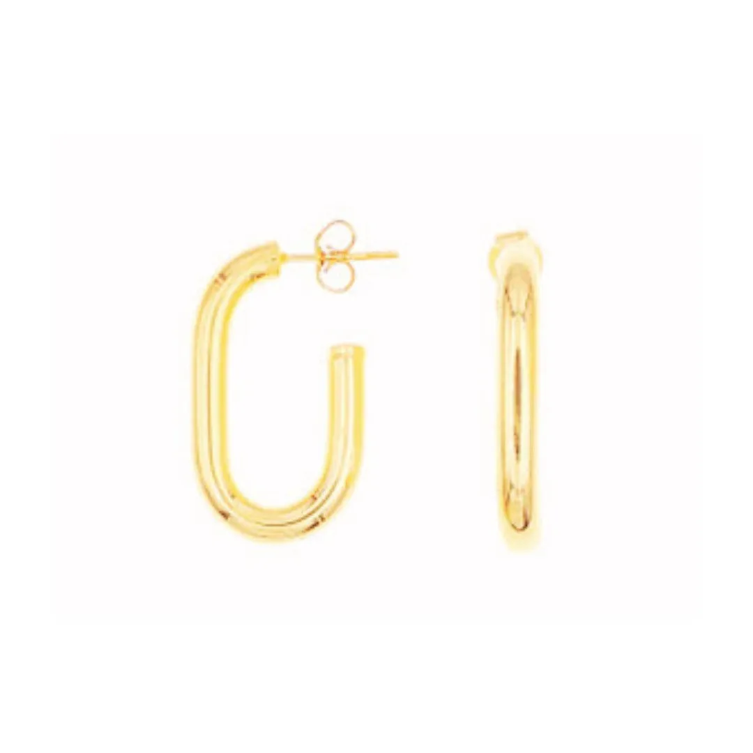 Paperclip 'Oblong' Plain Hoops - Silver