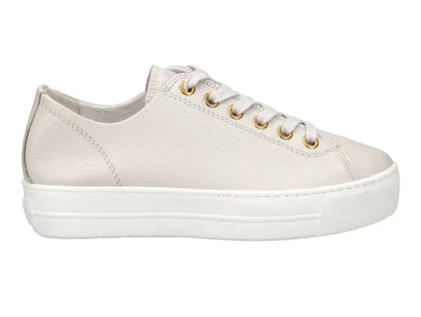 PAUL GREEN SUPER SOFT LEATHER IVORY PLATFORM TRAINERS 4790-685