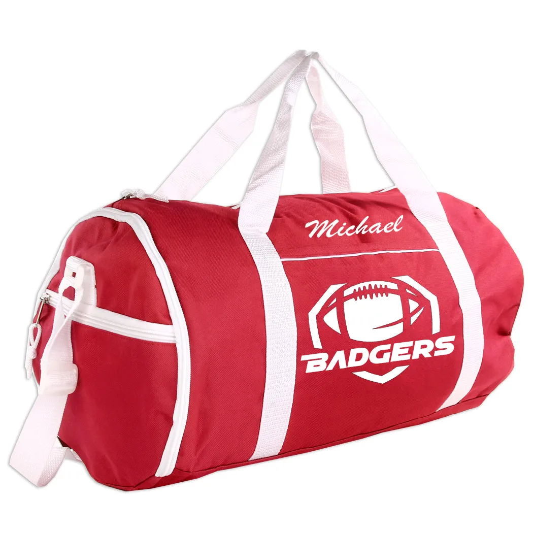 Personalized Sport/Gym Roll Duffel Bag - Football (Available in 4 Colors)