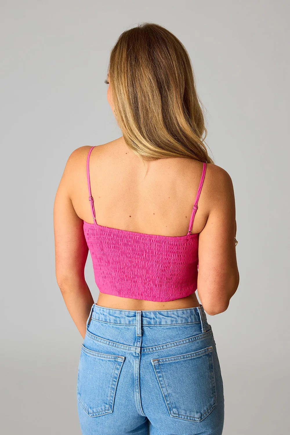 Petal Flower Applique Tank Top - Fuchsia