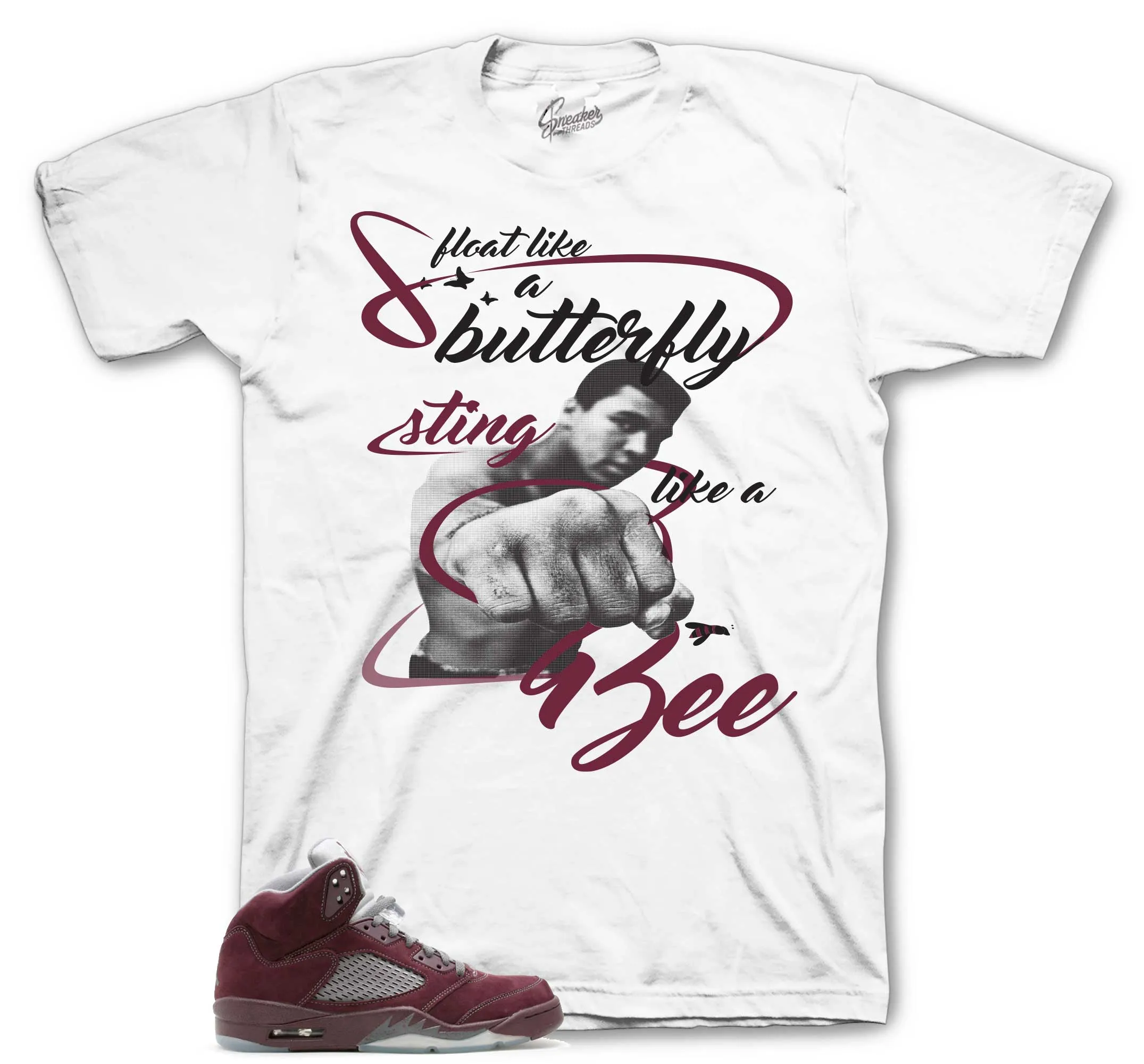 Retro 5 Burgundy Shirt - Sting - White