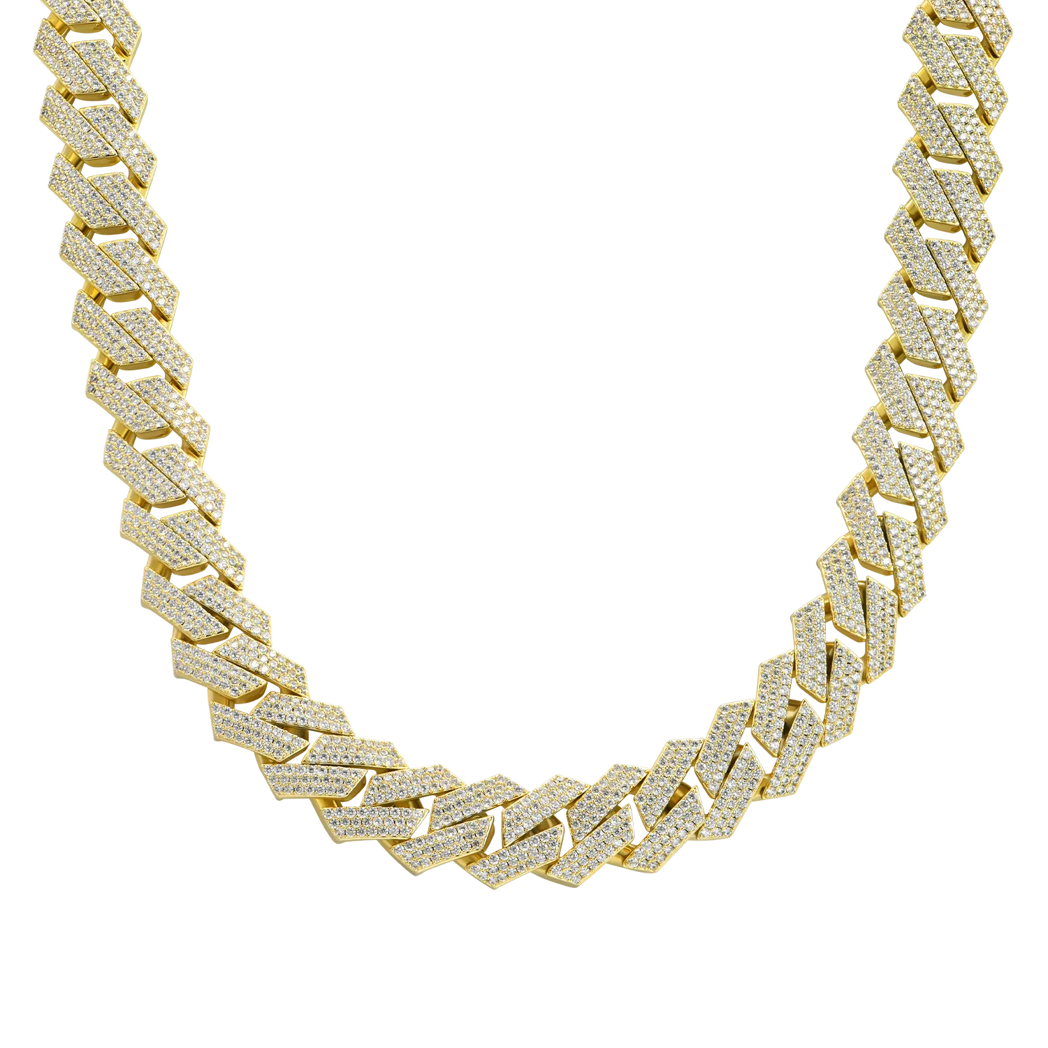 Round Cut Moissanite Prong Cuban Link Chain