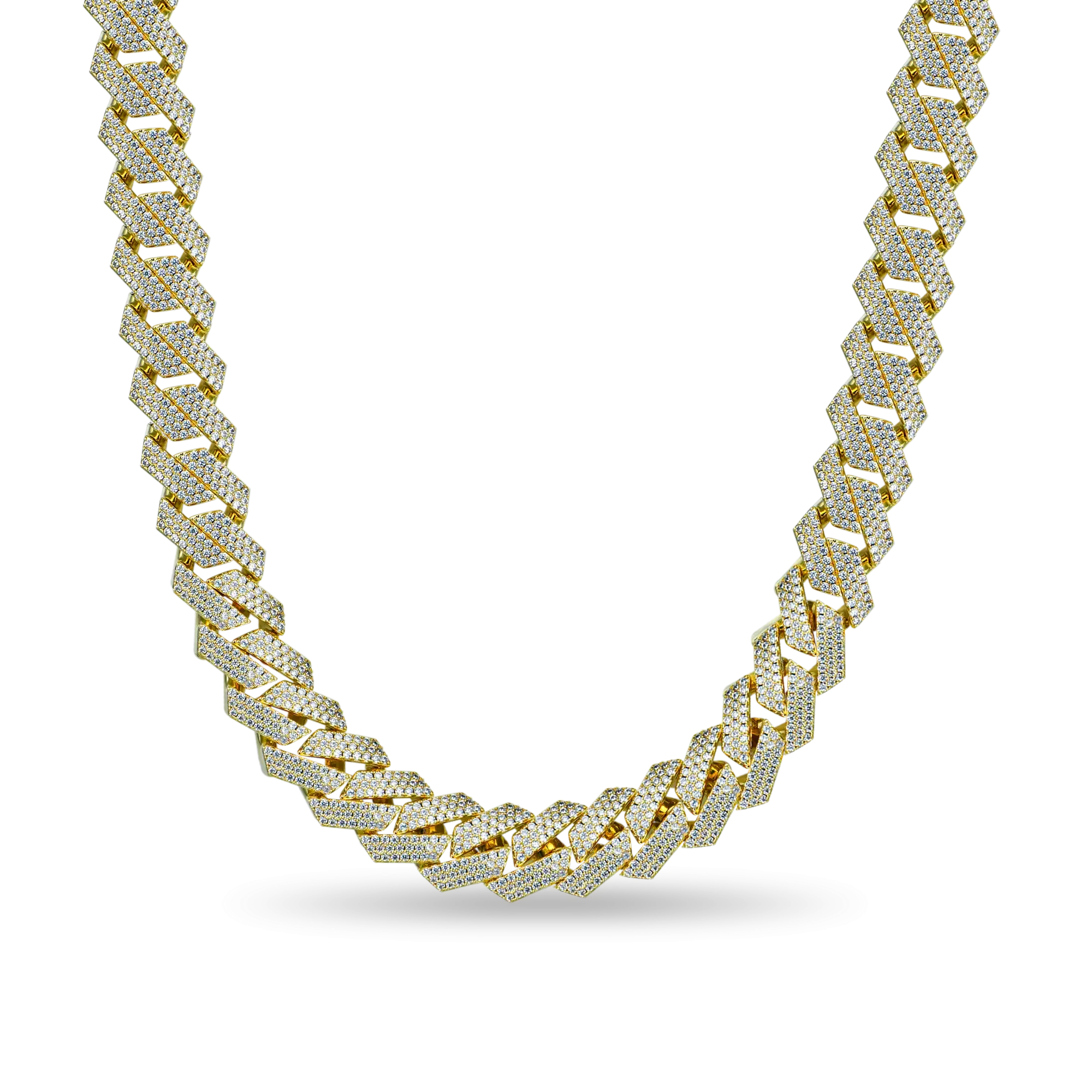 Round Cut Moissanite Prong Cuban Link Chain