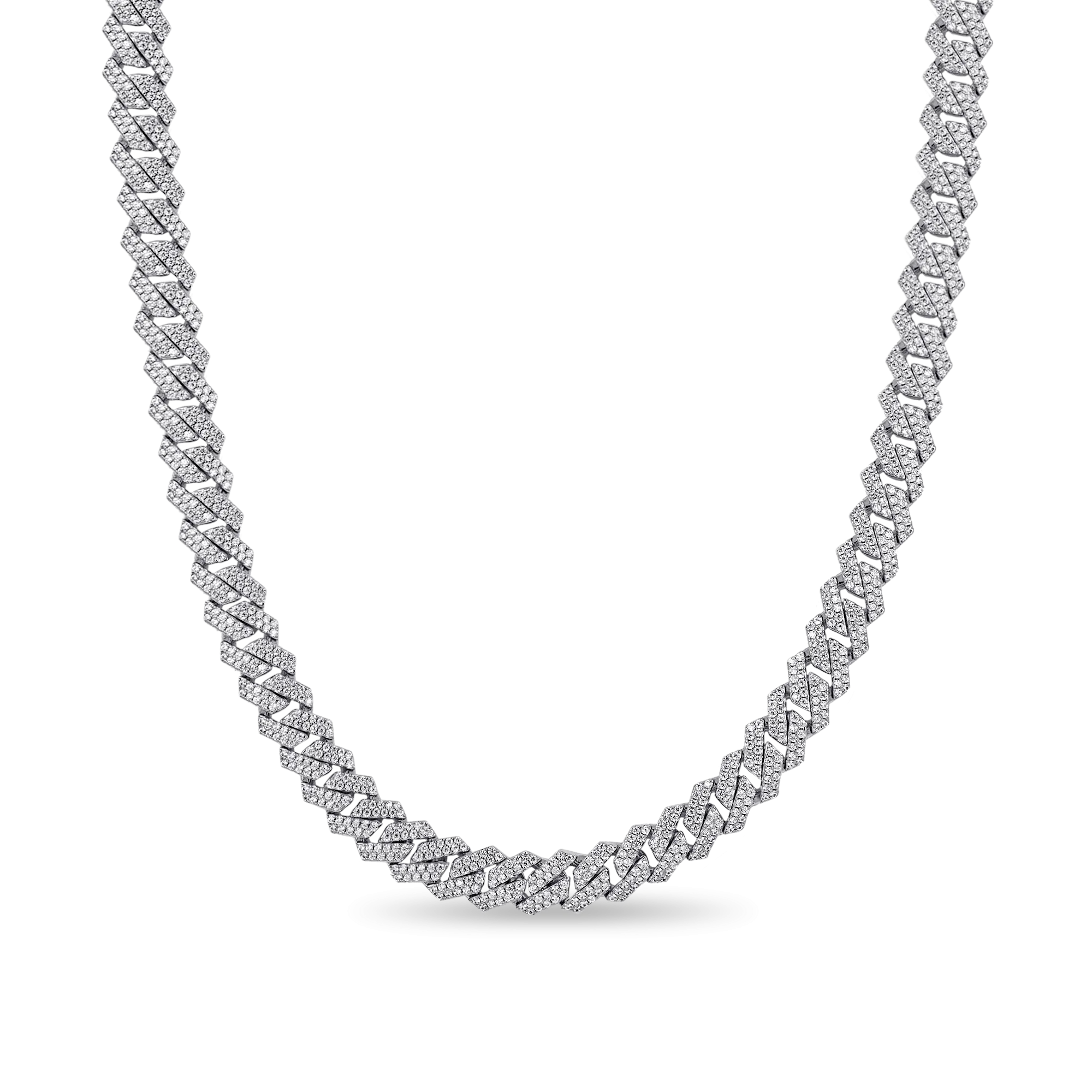 Round Cut Moissanite Prong Cuban Link Chain