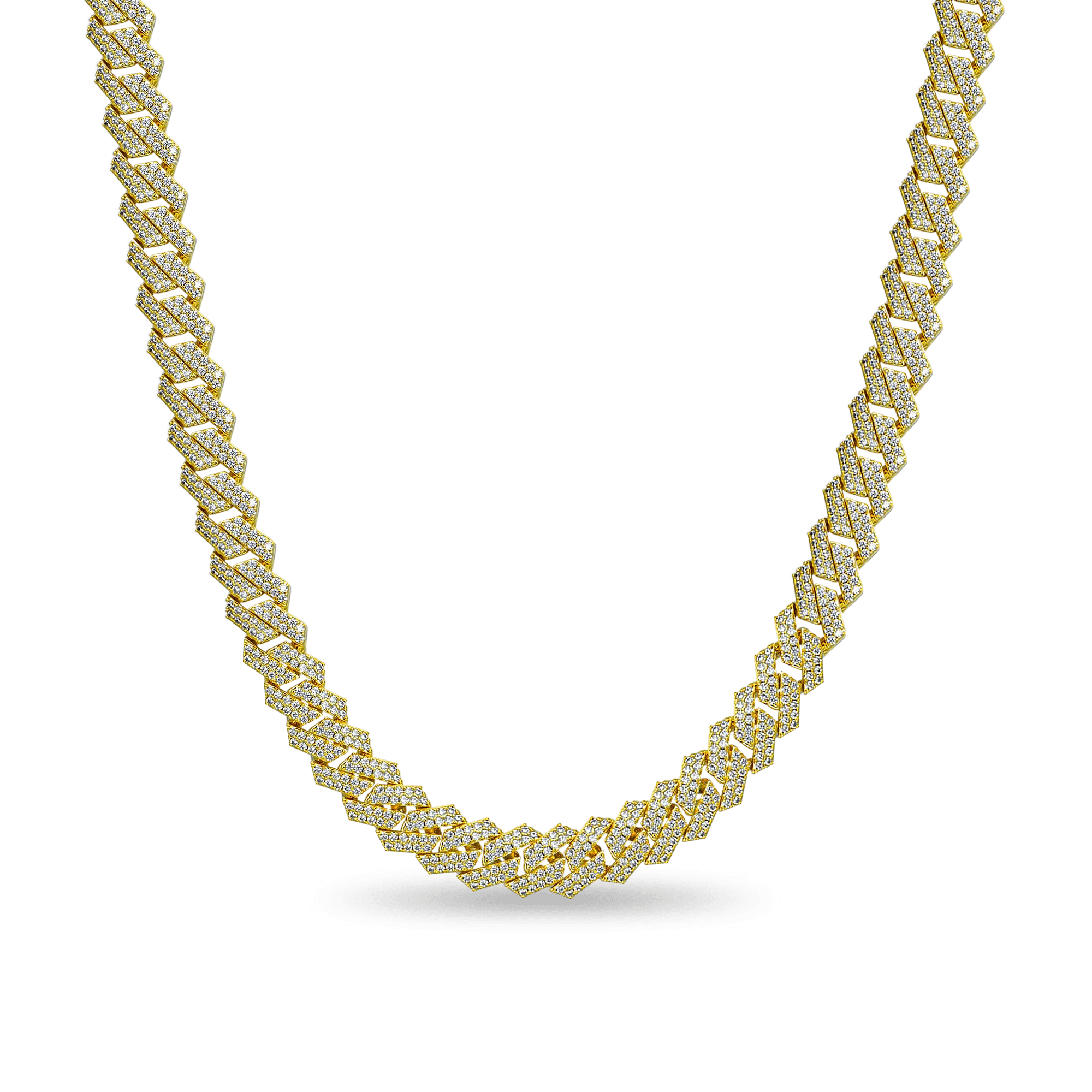 Round Cut Moissanite Prong Cuban Link Chain