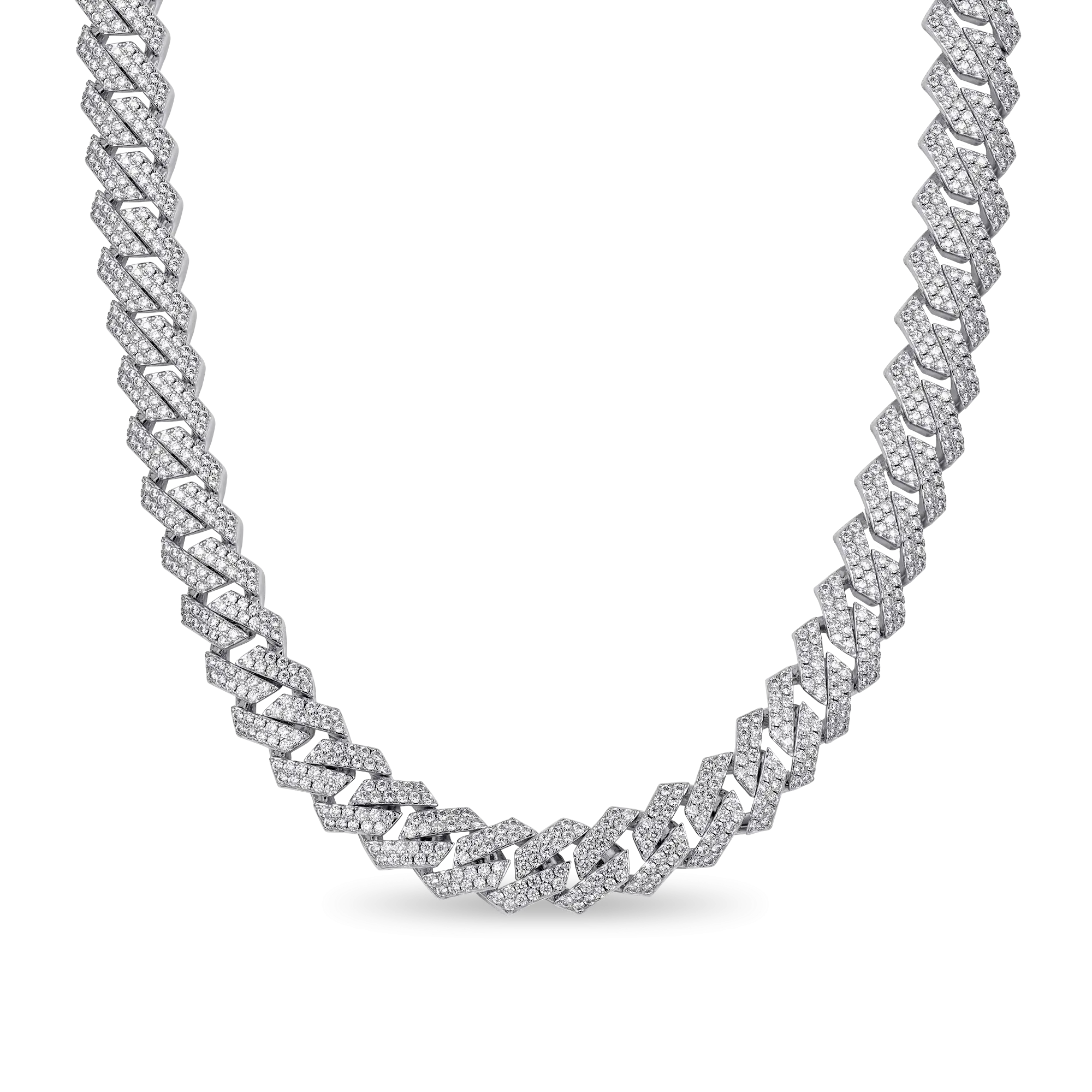 Round Cut Moissanite Prong Cuban Link Chain