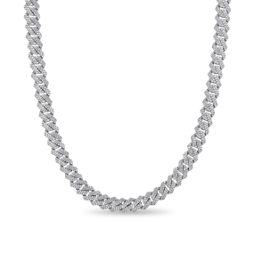 Round Cut Moissanite Prong Cuban Link Chain