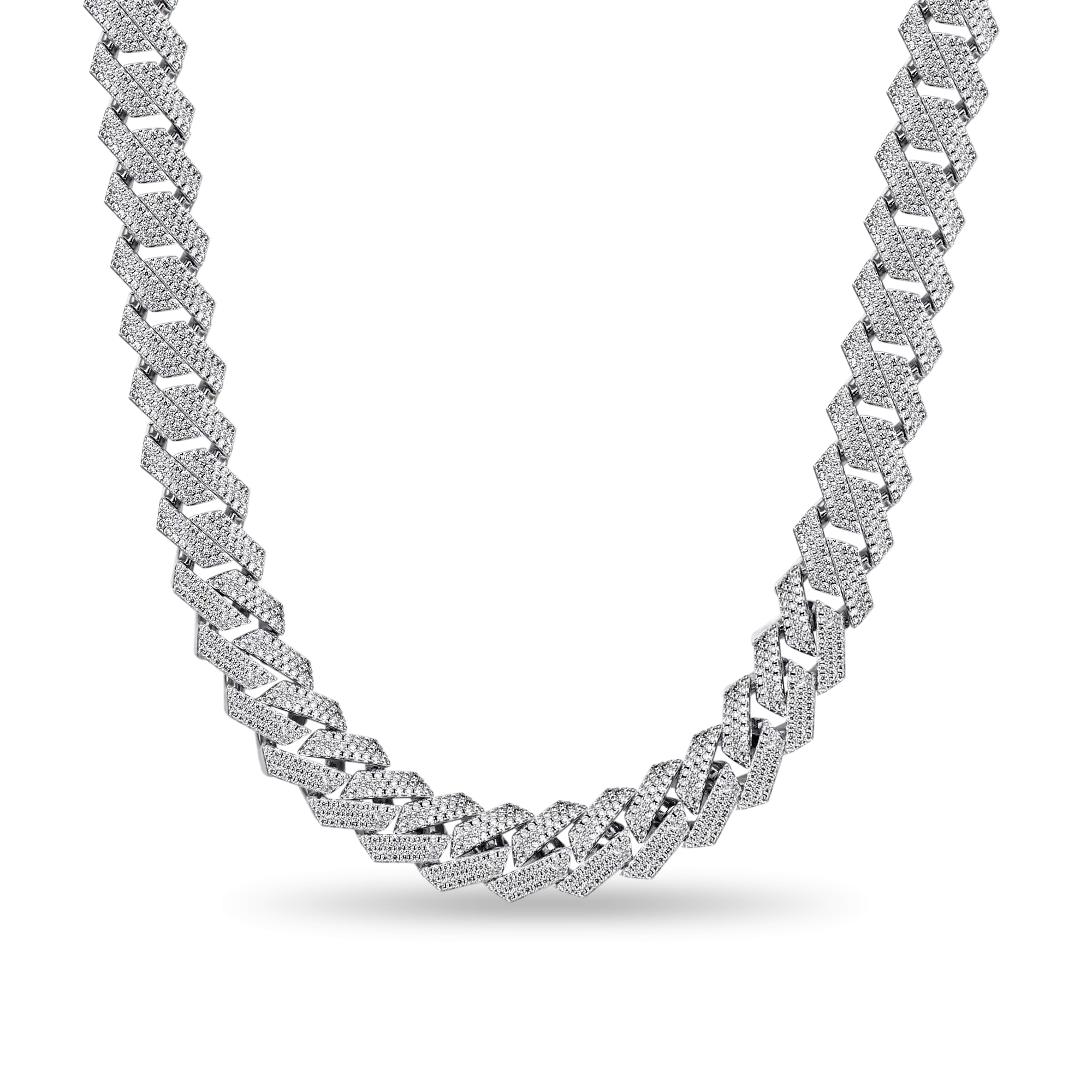 Round Cut Moissanite Prong Cuban Link Chain