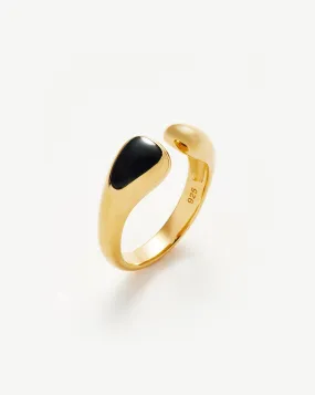 Savi Sculptural Black Onyx Open Ring | 18ct Gold Plated Vermeil/Black Onyx