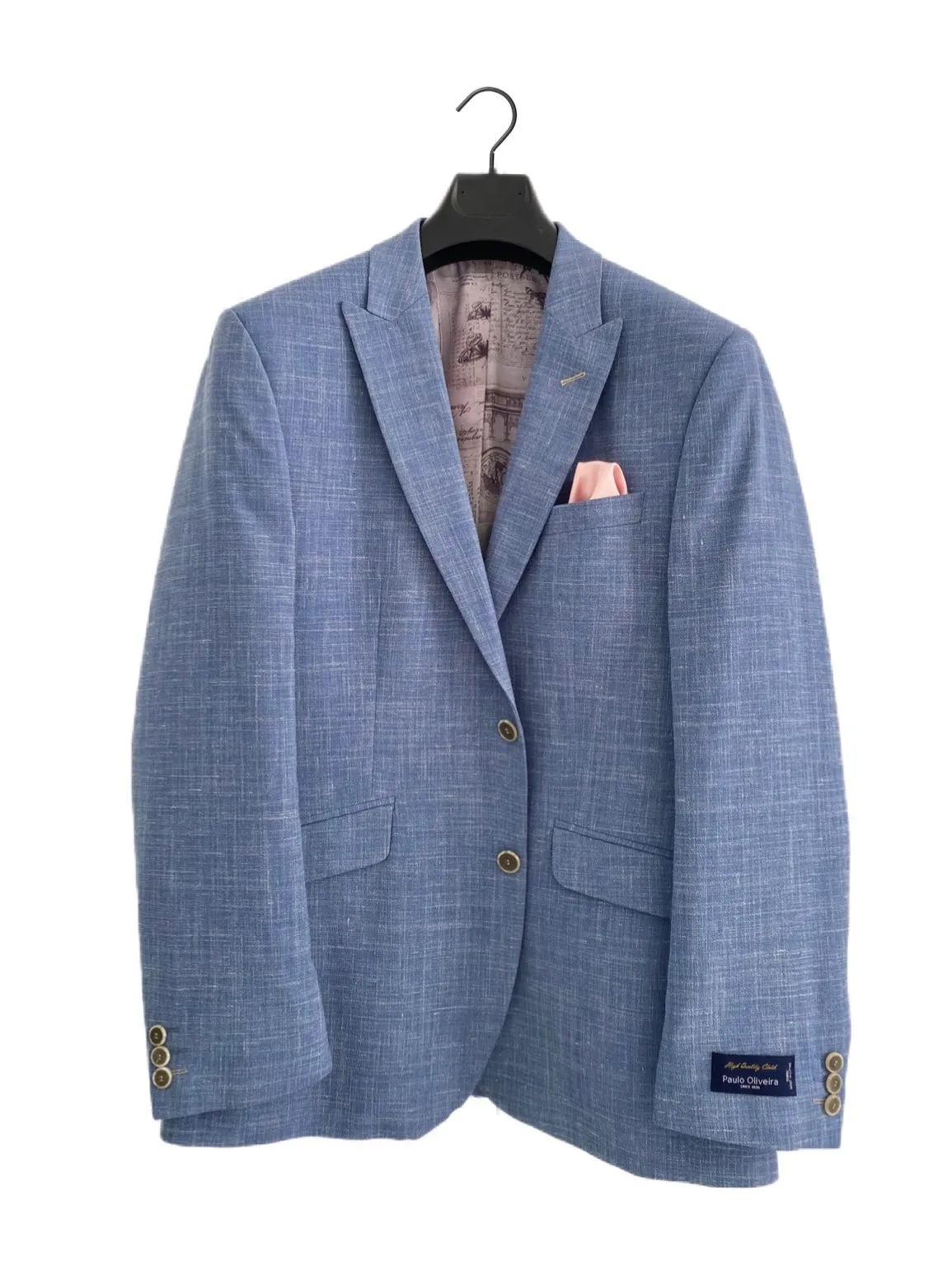 SCOTT Sky Blue Melange with Peak Lapel Blazer