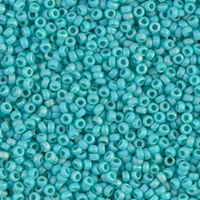 Seed Beads-15/0 Round-412FR Matte Opaque Turquoise Green AB-Miyuki-7 Grams