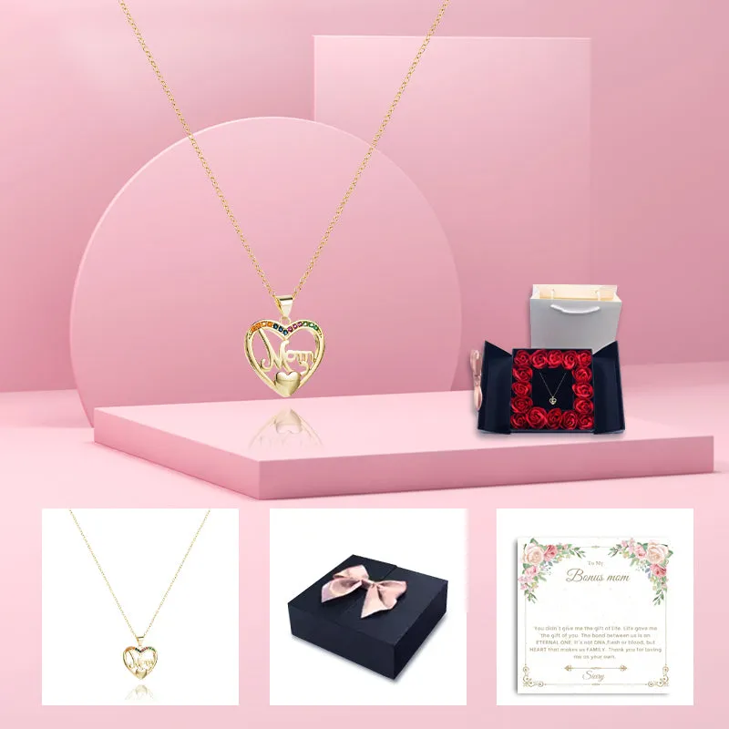 Siciry To Bonus Mom-Encrusted Heart-16 Rose Box (White)