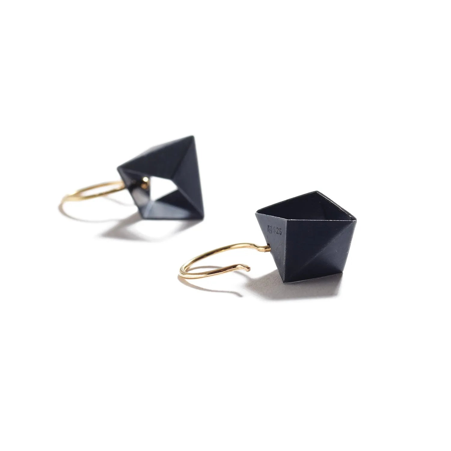 Silver Buckle Earrings with Golden Wire