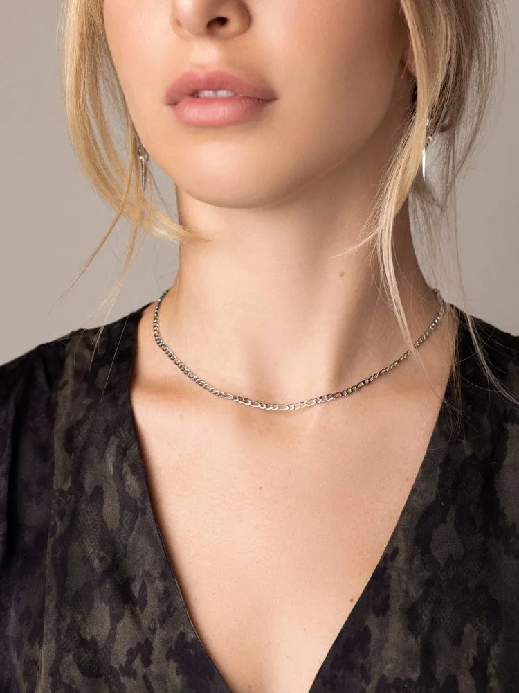 Silver Figaro Chain Choker