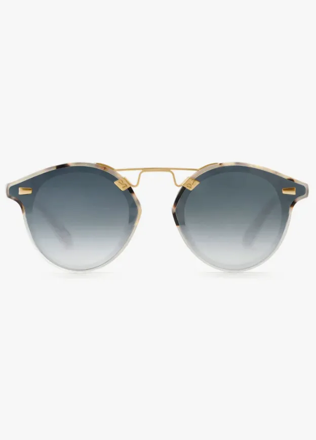 STL Nylon Sunglasses -Matte Oyster to Crystal 24K Mirror Polarized