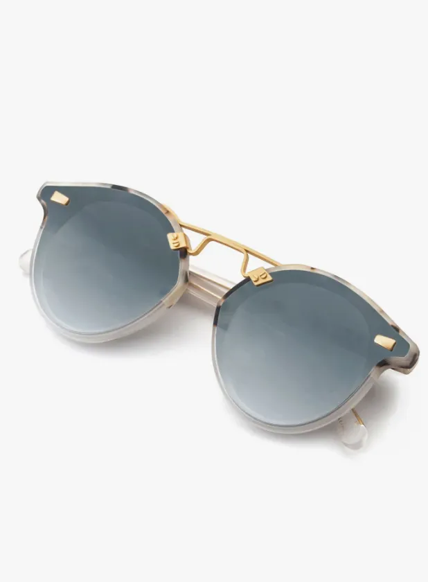 STL Nylon Sunglasses -Matte Oyster to Crystal 24K Mirror Polarized