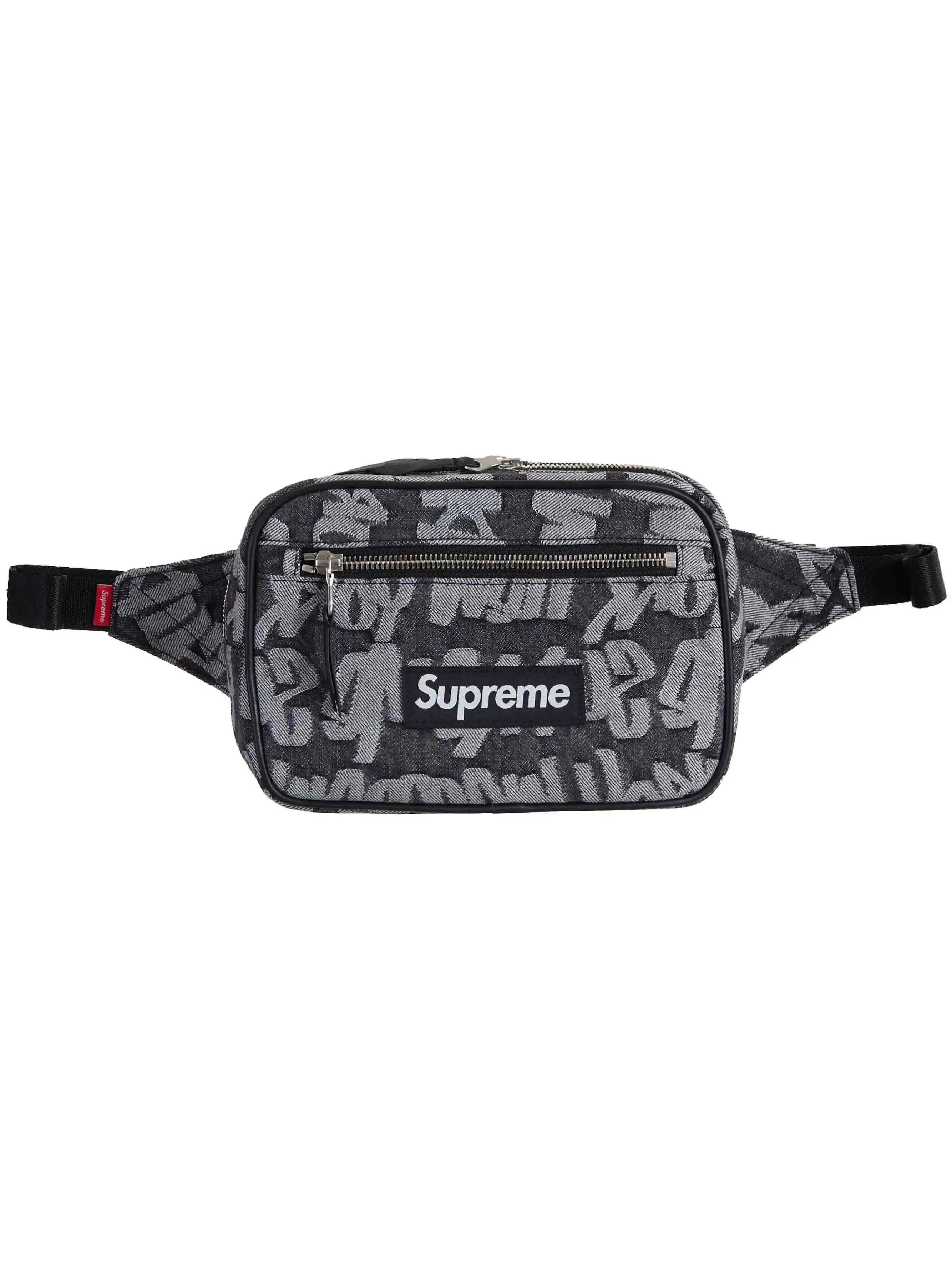 Supreme Fat Tip Jacquard Denim Waist Bag Black (SS22)