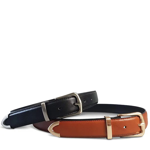 Surry Hills | Women's Black Genuine Leather Belt with Silver Buckle