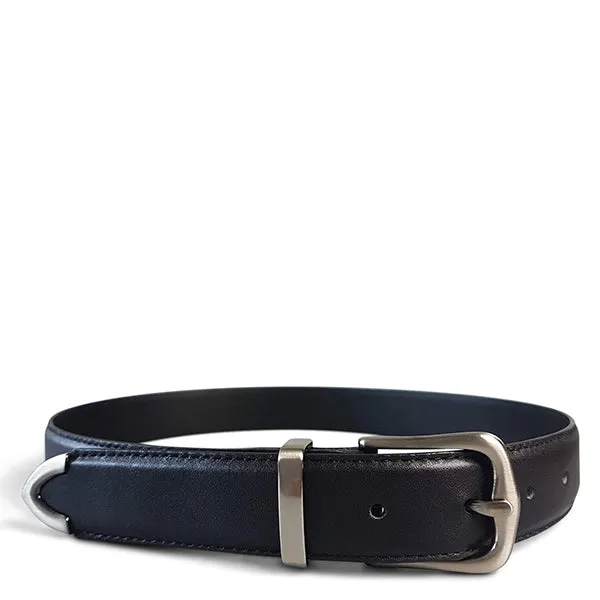 Surry Hills | Women's Black Genuine Leather Belt with Silver Buckle