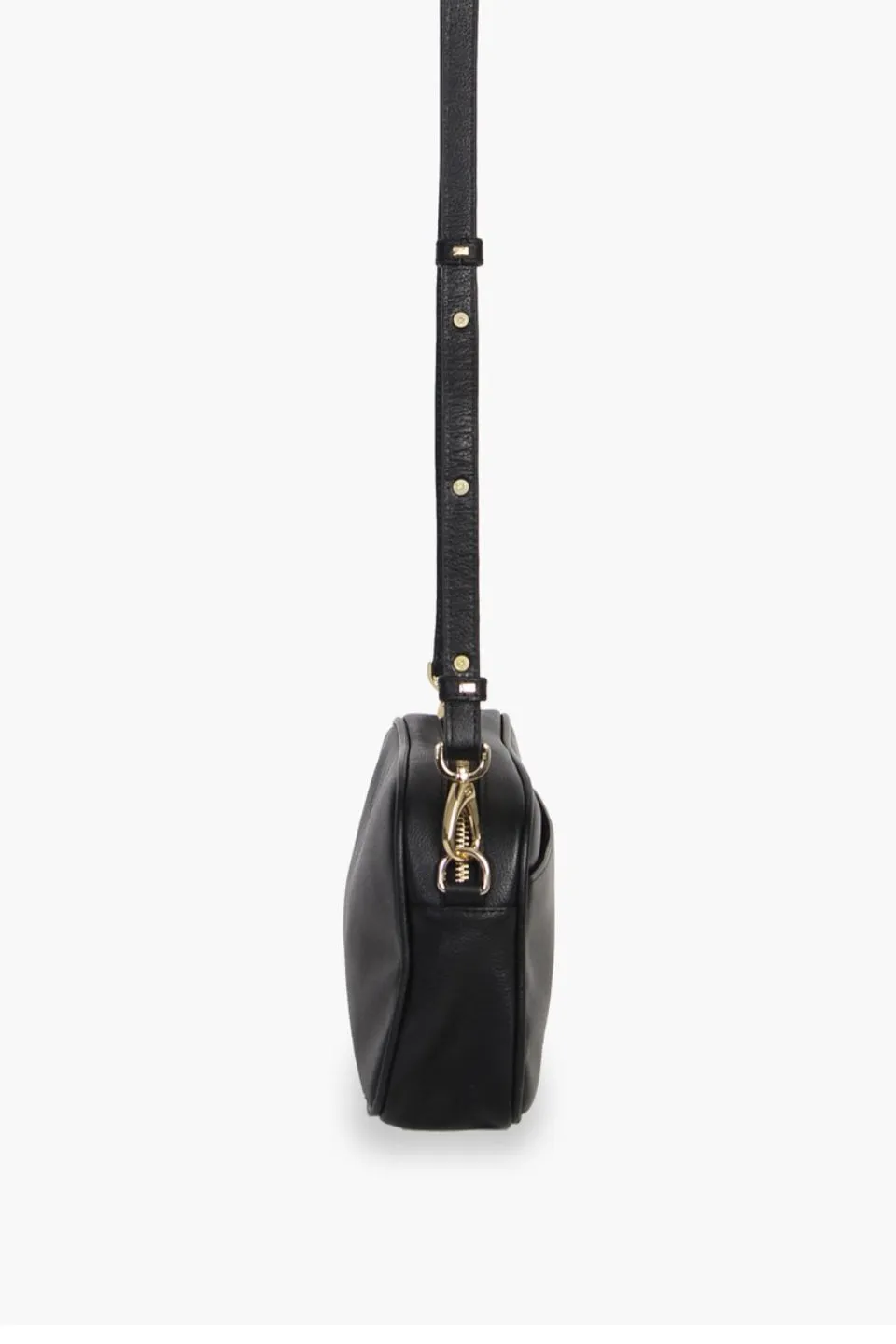 The All Times Black Leather Cross Body Gold Hardware Bag