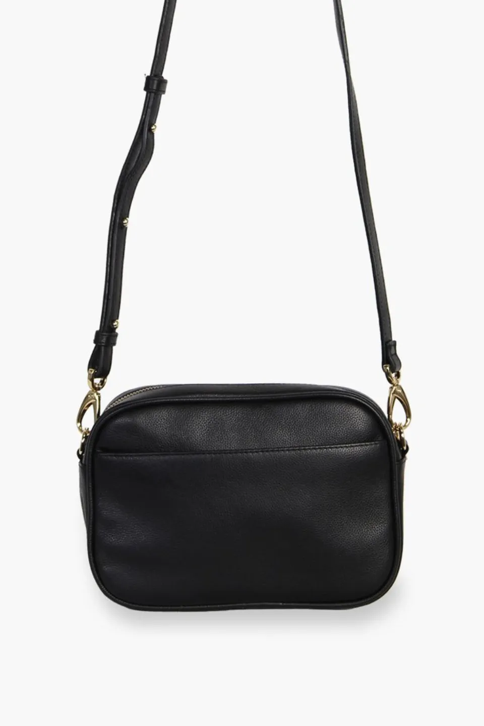 The All Times Black Leather Cross Body Gold Hardware Bag