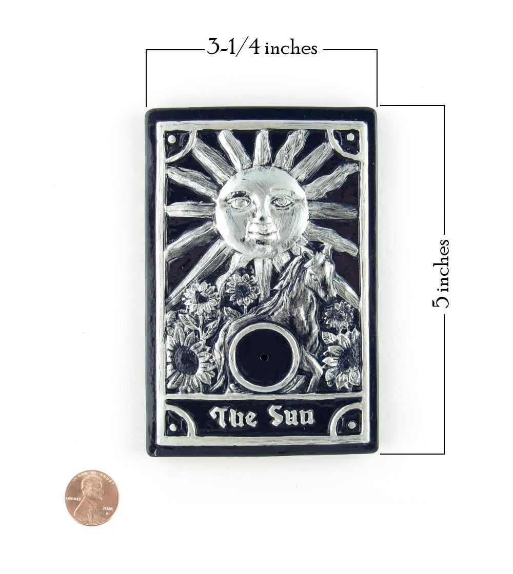 The Sun Tarot Card Black and Silver Stick Incense Burner