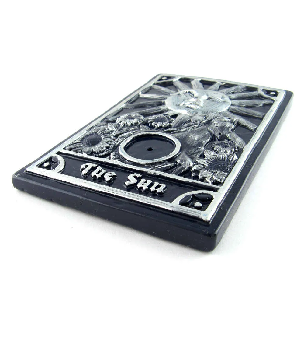 The Sun Tarot Card Black and Silver Stick Incense Burner