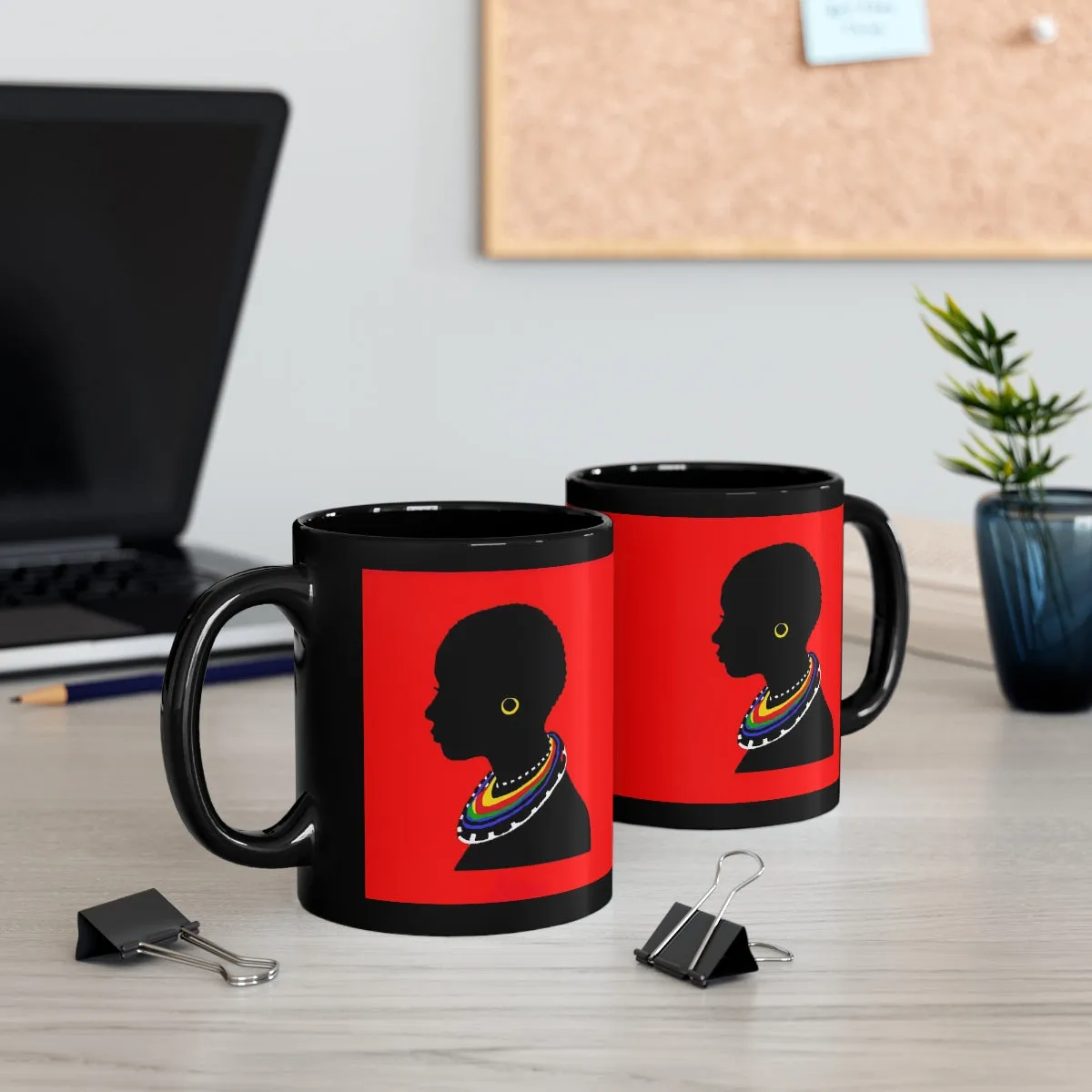 The Tribal Mug in Red 11oz Black